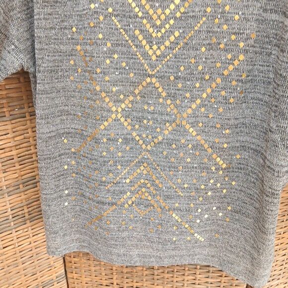 Beverly Drive Women's Plus Metallic Design Sweater Top 3X Gray Black/Gold Ladies - Picture 4 of 7